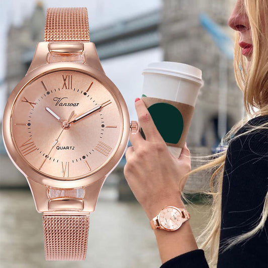 Reloj de Pulsera Mujer con Malla de Aleación y Movimiento de Cuarzo