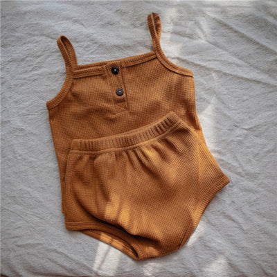 Conjunto de Dos Piezas Camiseta y Shorts Triangular Verano Coreano Bebé - Image 14