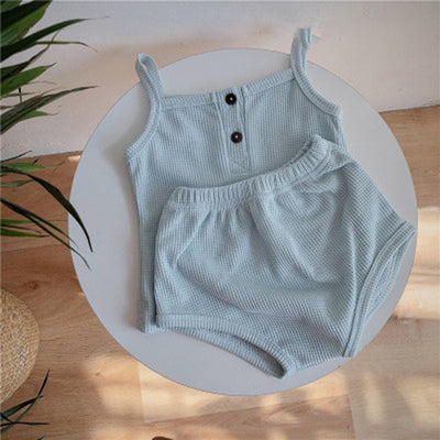 Conjunto de Dos Piezas Camiseta y Shorts Triangular Verano Coreano Bebé - Image 10