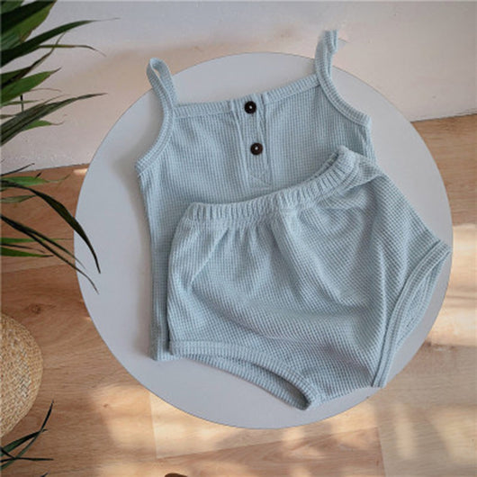 Conjunto de Dos Piezas Camiseta y Shorts Triangular Verano Coreano Bebé - Image 10