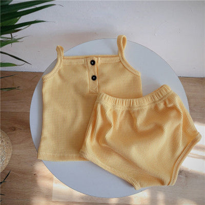Conjunto de Dos Piezas Camiseta y Shorts Triangular Verano Coreano Bebé - Image 12