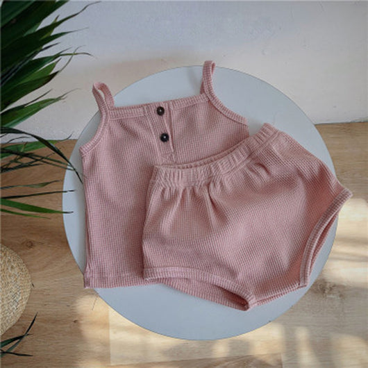 Conjunto de Dos Piezas Camiseta y Shorts Triangular Verano Coreano Bebé - Image 15