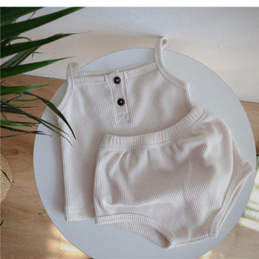 Conjunto de Dos Piezas Camiseta y Shorts Triangular Verano Coreano Bebé - Image 17