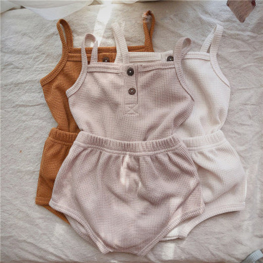 Conjunto de Dos Piezas Camiseta y Shorts Triangular Verano Coreano Bebé - Image 2