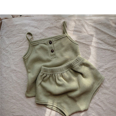 Conjunto de Dos Piezas Camiseta y Shorts Triangular Verano Coreano Bebé - Image 3