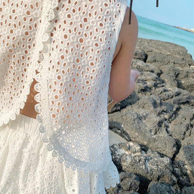 Conjunto de Verano para Niñas con Encaje Hueco Francés - Image 4