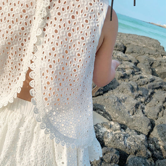 Conjunto de Verano para Niñas con Encaje Hueco Francés - Image 4