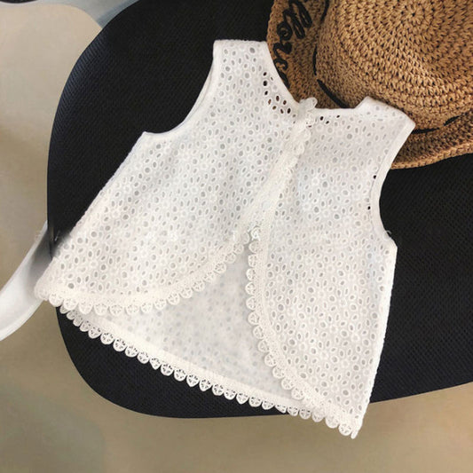 Conjunto de Verano para Niñas con Encaje Hueco Francés - Image 2