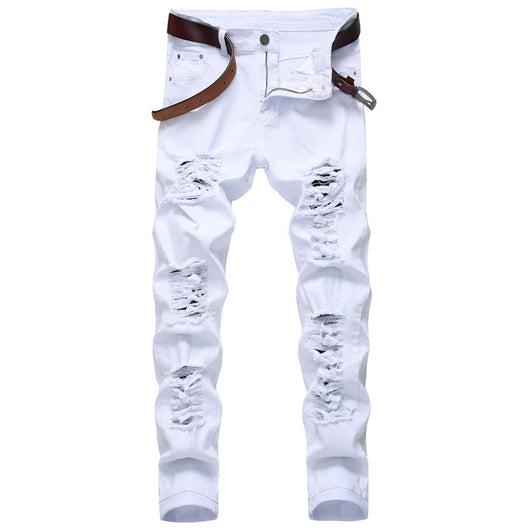 Pantalones Vaqueros Rotos Elásticos de Moda - Image 12