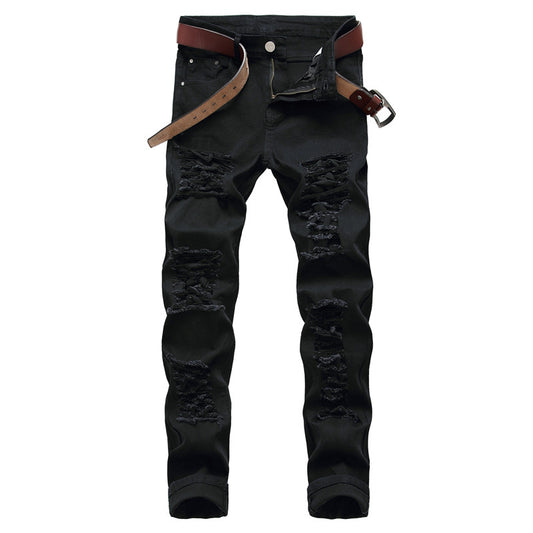 Pantalones Vaqueros Rotos Elásticos de Moda - Image 2