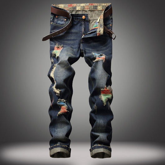 Jeans Rectos Rotos Personalizados para Hombre - Estilo Urbano - Image 8
