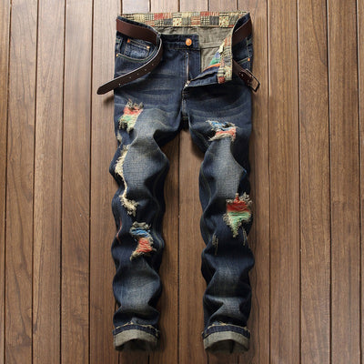 Jeans Rectos Rotos Personalizados para Hombre - Estilo Urbano - Image 9