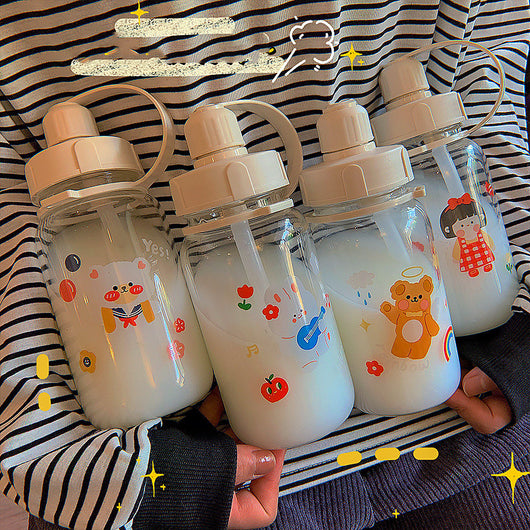 Vaso Térmico de Cristal Transparente Estilo Coreano con Diseño Cute para Estudiantes - Image 11