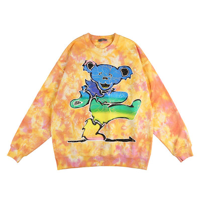 Sudadera Oversize con Estampado Tie-Dye y Oso
