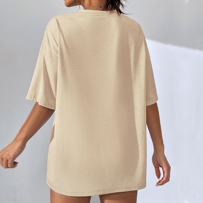 Camiseta Suelta de Largo Medio en Color Liso para Mujer - Image 3