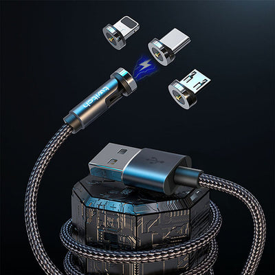 Cable Magnético 3 en 1 de 540° Rotativo - Carga Rápida Android, USB-C y Lightning - Image 4