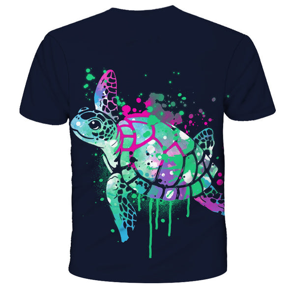 Playera Hombre Estampado 3D Tortuga Manga Corta