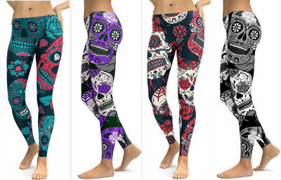 Pantalones Yoga Ajustados con Estampado Calavera Cristal - Levantador de Glúteos 4 Colores - Image 4