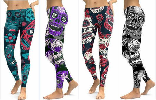 Pantalones Yoga Ajustados con Estampado Calavera Cristal - Levantador de Glúteos 4 Colores - Image 4