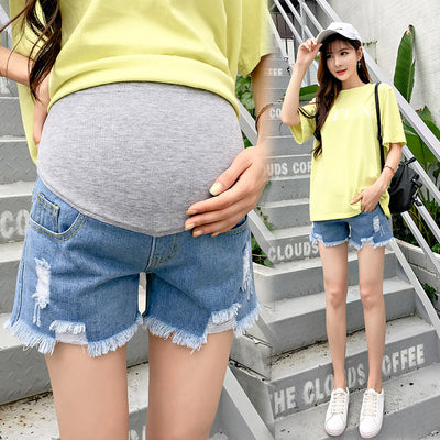 Shorts de Maternidad con Borde Deshilachado - Image 3