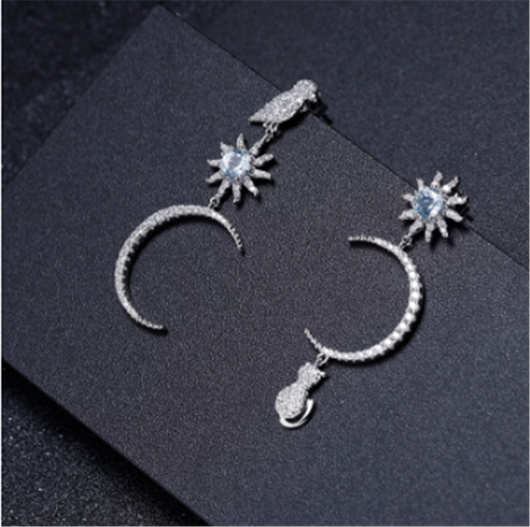 Aretes Asimétricos Luna y Estrellas - Diseño Original Nicho - Image 5