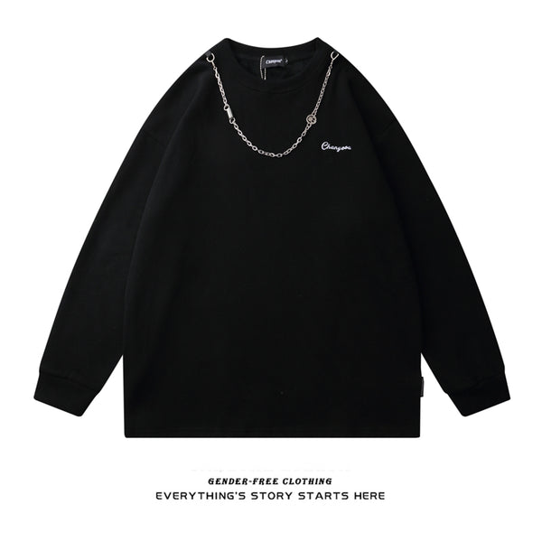 Suéter Cuello Redondo con Diseño de Cadena para Hombre y Mujer