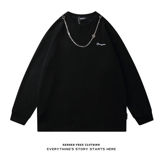 Suéter Cuello Redondo con Diseño de Cadena para Hombre y Mujer