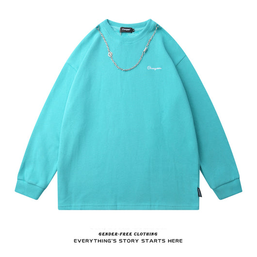 Suéter Cuello Redondo con Diseño de Cadena para Hombre y Mujer - Image 3