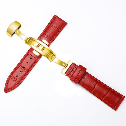 Correa de Reloj Cuero Mariposa Doble Broche Ajustable Unisex - Image 2