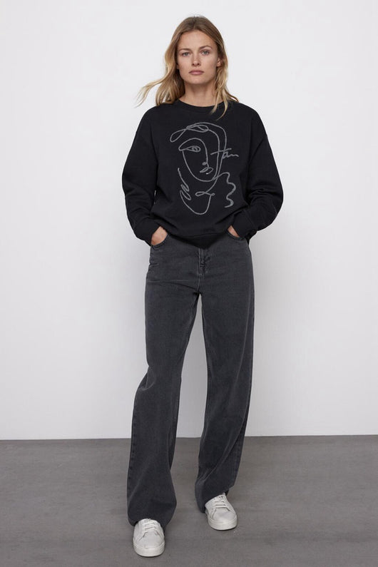Suéter Estampado Manga Larga para Mujer - Diseño Simple y Versátil - Image 11