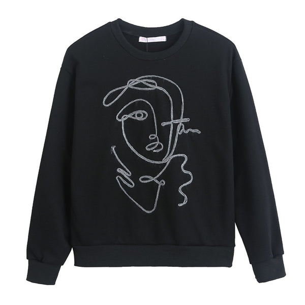 Suéter Estampado Manga Larga para Mujer - Diseño Simple y Versátil