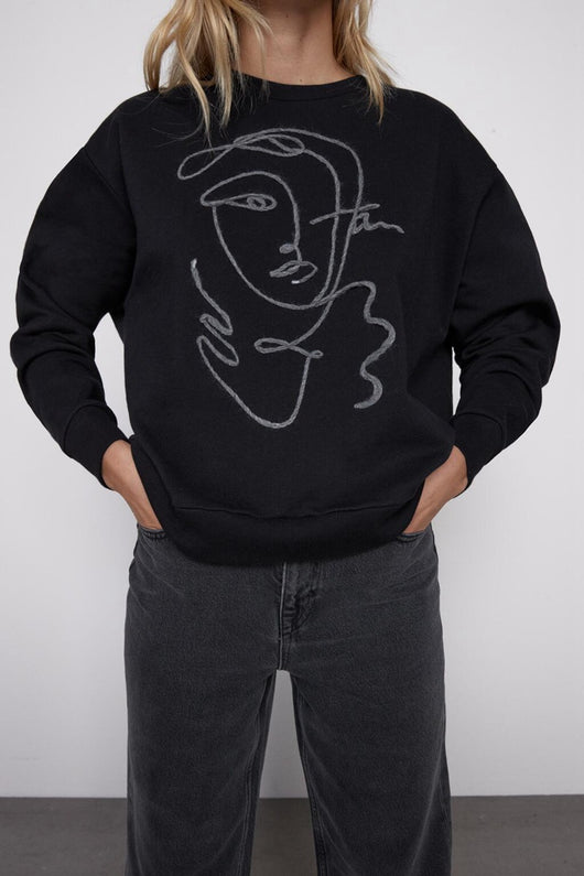 Suéter Estampado Manga Larga para Mujer - Diseño Simple y Versátil - Image 4