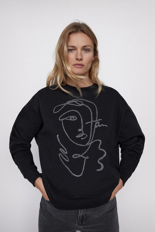 Suéter Estampado Manga Larga para Mujer - Diseño Simple y Versátil - Image 3