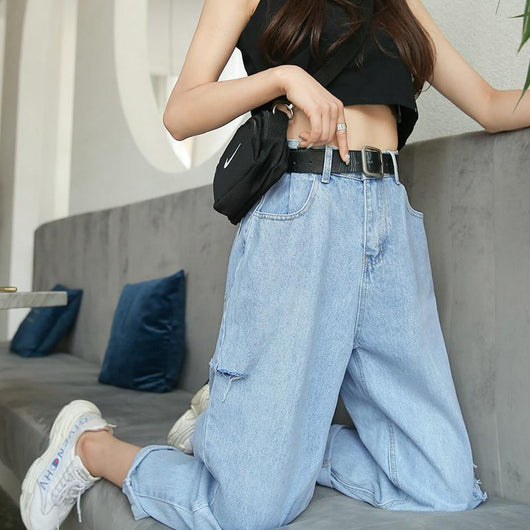 Pantalones Vaqueros Rotos de Cintura Alta para Mujer - Image 8