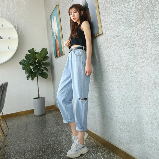 Pantalones Vaqueros Rotos de Cintura Alta para Mujer - Image 10