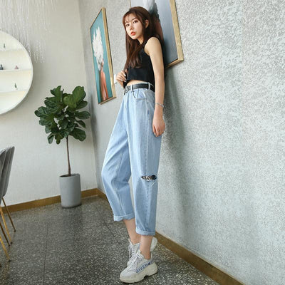 Pantalones Vaqueros Rotos de Cintura Alta para Mujer - Image 5