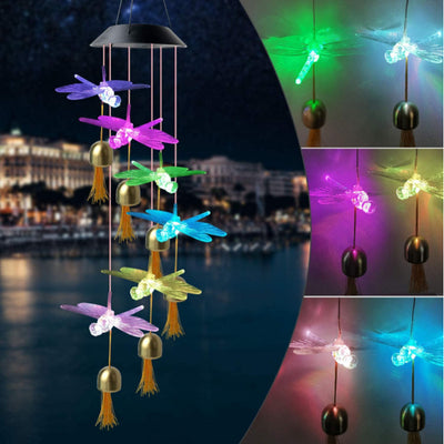Lámpara Solar de Jardín con Carillón de Viento LED - Diseño Colibrí y Mariposa - Image 7