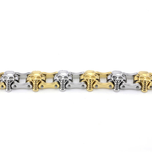 Pulsera de Cadena para Bicicleta en Acero Inoxidable con Calavera Gótica - Image 2