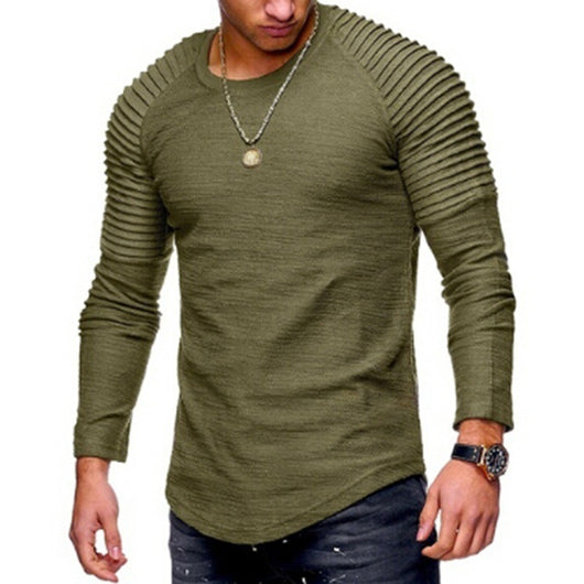 Camiseta Deportiva Hombre Manga Raglan Plisada Cuello Redondo - Image 4