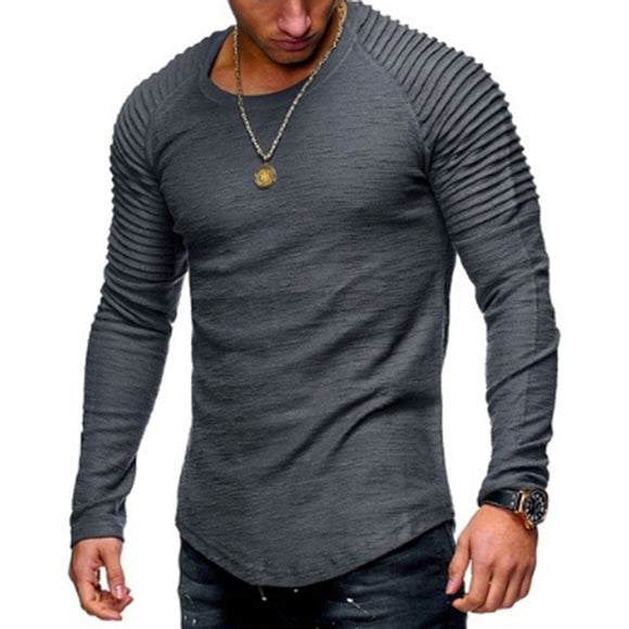 Camiseta Deportiva Hombre Manga Raglan Plisada Cuello Redondo