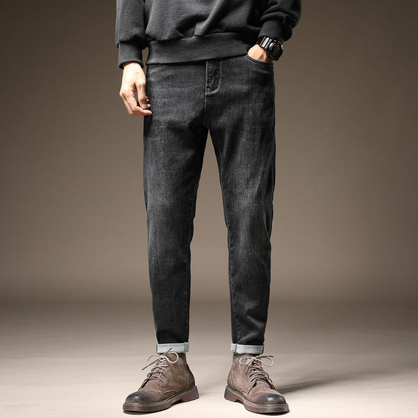 Pantalones Vaqueros Slim Fit Negros para Hombre - Otoño e Invierno