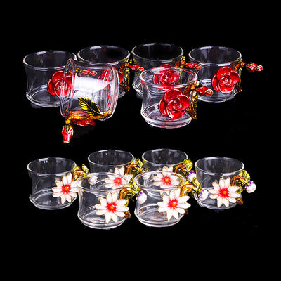 Juego de Té Kung Fu en Cristal Resistente al Calor con Flores Esmaltadas - Image 12