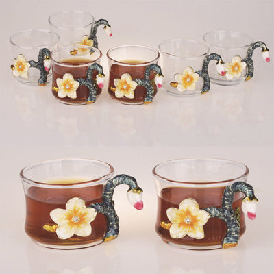 Juego de Té Kung Fu en Cristal Resistente al Calor con Flores Esmaltadas - Image 9