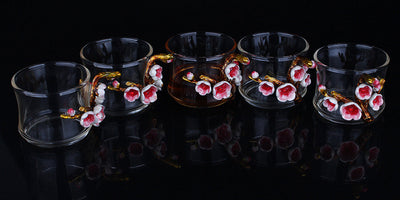 Juego de Té Kung Fu en Cristal Resistente al Calor con Flores Esmaltadas - Image 13
