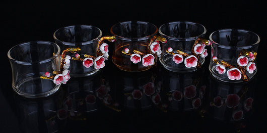Juego de Té Kung Fu en Cristal Resistente al Calor con Flores Esmaltadas - Image 13