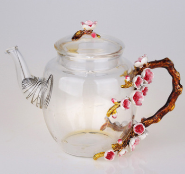 Juego de Té Kung Fu en Cristal Resistente al Calor con Flores Esmaltadas - Image 6