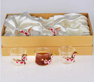 Juego de Té Kung Fu en Cristal Resistente al Calor con Flores Esmaltadas - Image 7
