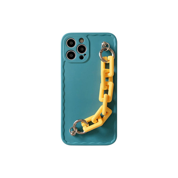 Funda iPhone con Cadena de Colores Pastel - Compatible con iPhone 11 Pro Max, 12 Pro Max, XS Max y más