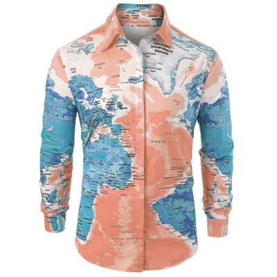 Camisa Slim Fit Mapa Mundi con Botones Ocultos para Hombre - Image 7