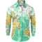 Camisa Slim Fit Mapa Mundi con Botones Ocultos para Hombre